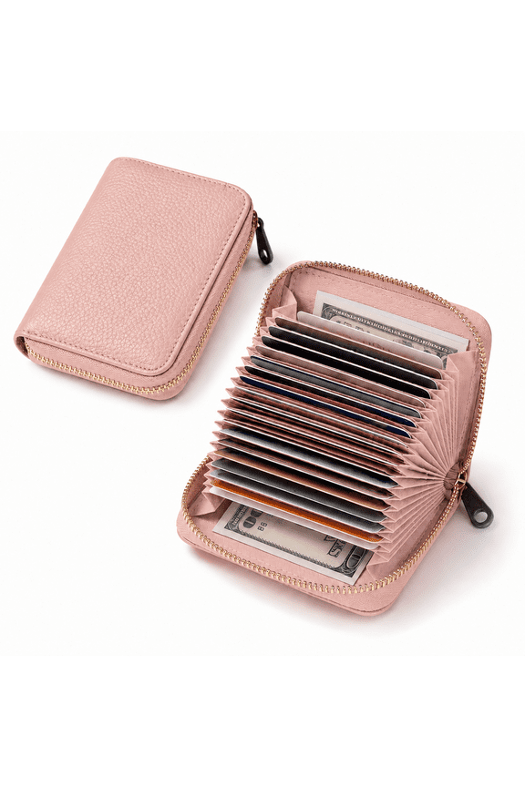 Credit Card Holder, RFID Small Wallet for Women or Men with Zipper, 20 Card Slots