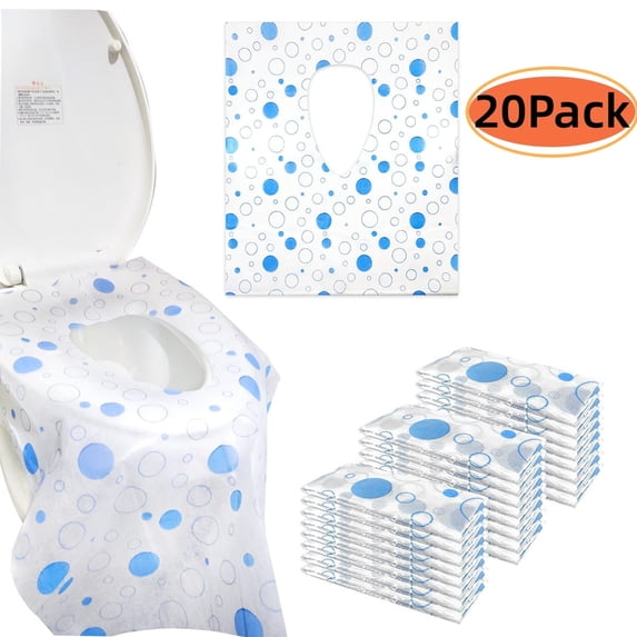 Toilet Seat Covers Disposable, Waterproof Extra Large Disposable Toilet Seat Covers with Non-Slip, Individually Wrapped for Travel, Toddlers Potty Training in Public Restrooms 20 Pack