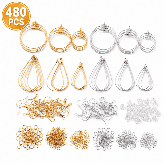 Kabuer Earring Making Kit, Earring Hooks, Jump Rings, and Earring Backs for DIY Jewelry Crafting, 480 Pcs