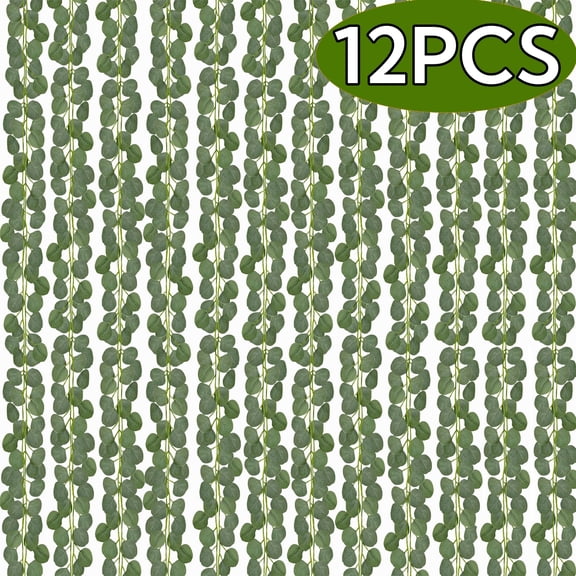Kabuer Eucalyptus Garland Artificial Leaves Greenery Wreath Fake Vines 12 Pcs