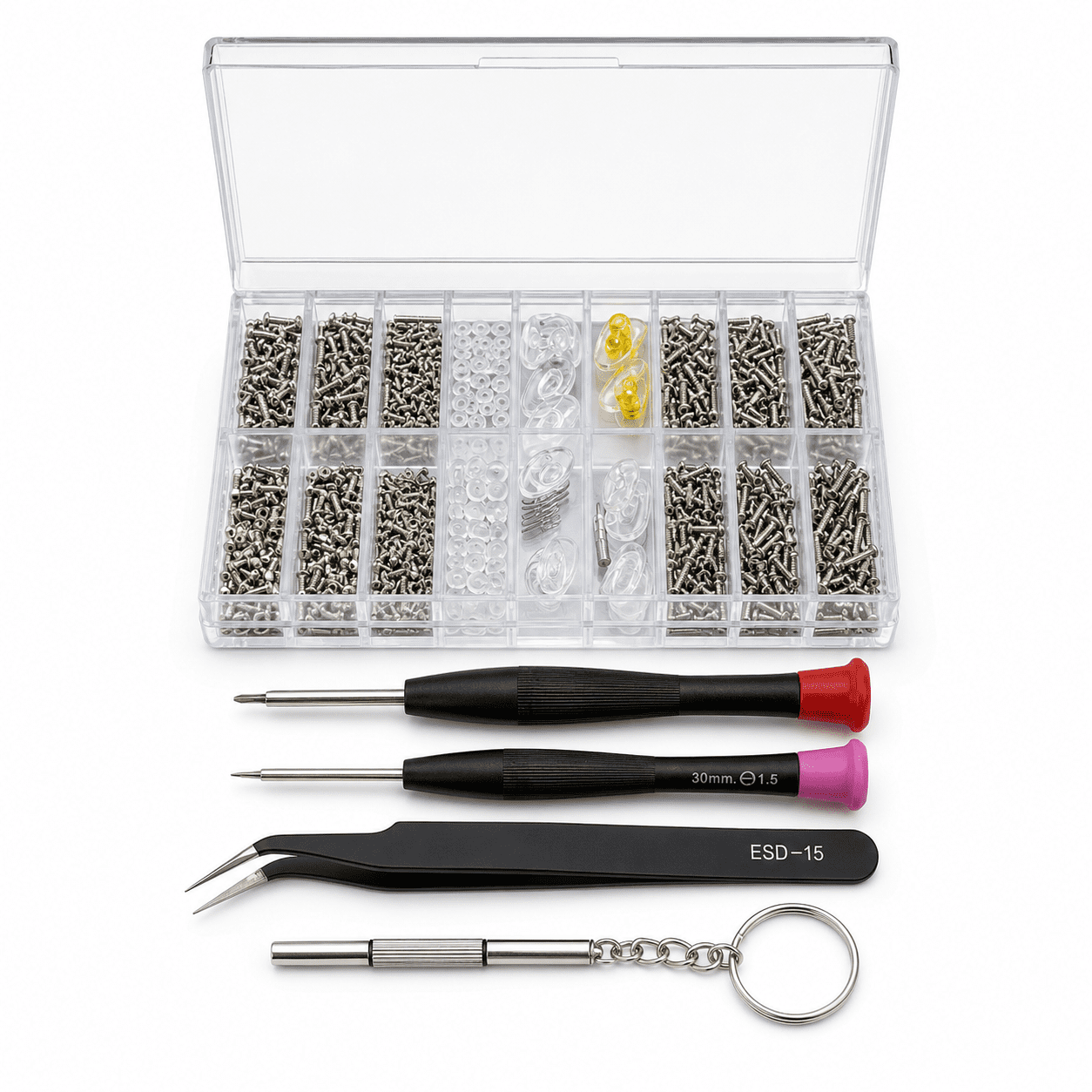 Kabuer Glasses Repair Kit, Stainless Steel Screws, Nose Pads