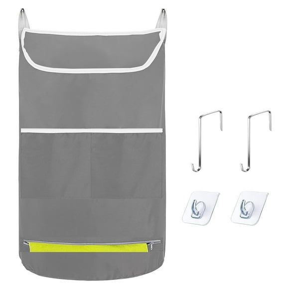 Kabuer Hanging Laundry Hamper Bag, Door Hanging Hamper with Large Opening, Gray XL