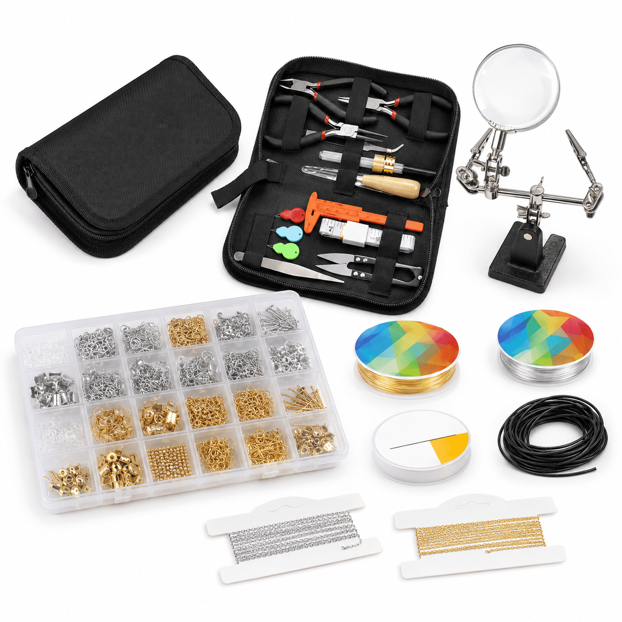 Kabuer Jewelry Making Kit for Adults, Tools, Charms, Wires, Findings, and More, All-Inclusive