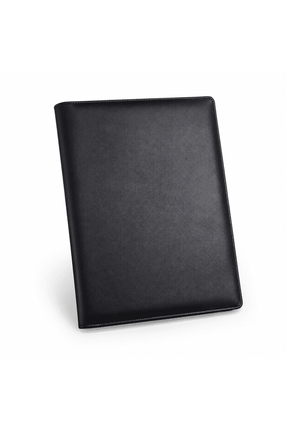 Leather Padfolio Professional File Folder with Pen Holder, Black