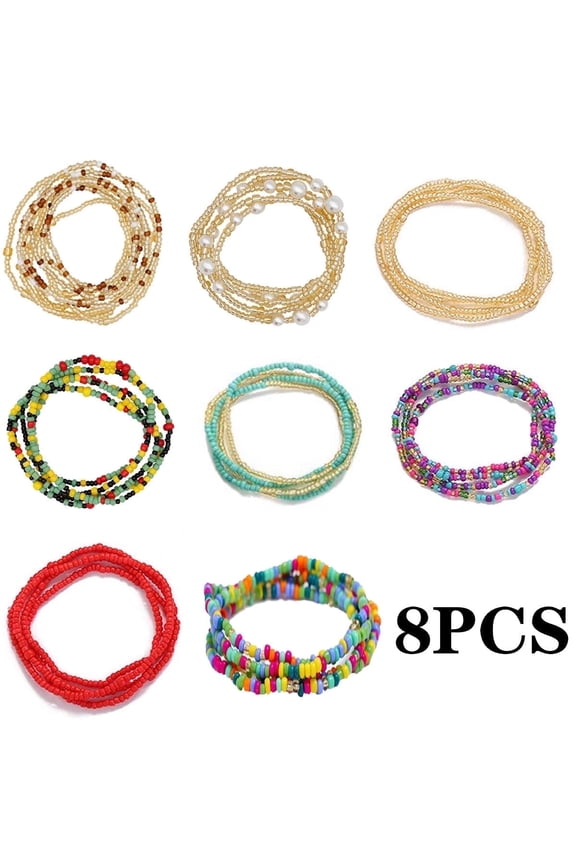 Waist Beads, Plus Size Waist Chains for Women, Body Chains Jewelry Set, Handmade, 8 Pcs