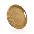 thumbnail image 1 of Kabuer Round Rattan Serving Tray, Decorative Woven Ottoman Tray with Handles for Coffee Table, 11.8 x 2.4 inch, 1 of 7