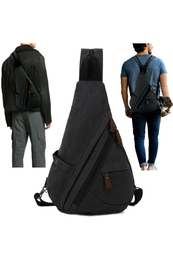 Sling Bags for Men - Chest Backpack Shoulder Daypack Crossbody Bag for Man Women （Black）