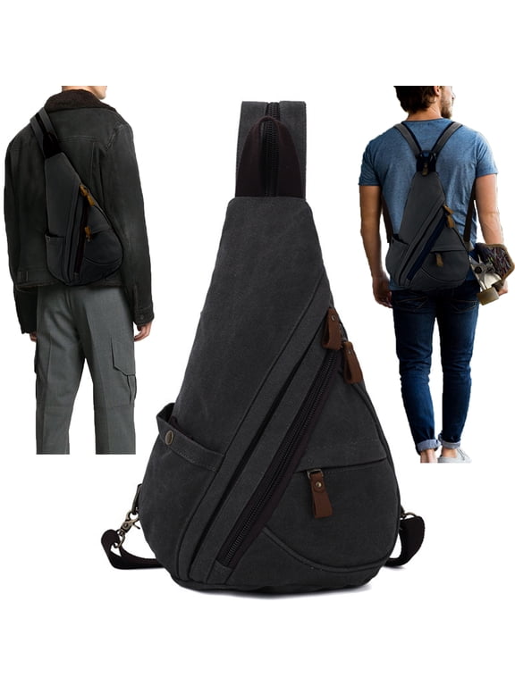 Sling Bags for Men - Chest Backpack Shoulder Daypack Crossbody Bag for Man Women (Black)