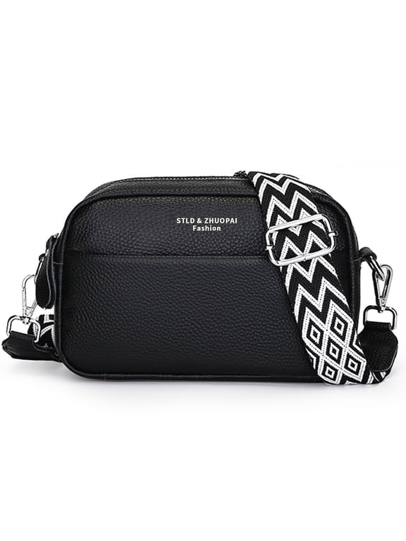 Small Crossbody Bag for Women Handbags Shoulder Bag with Strap, Genuine Leather, Black