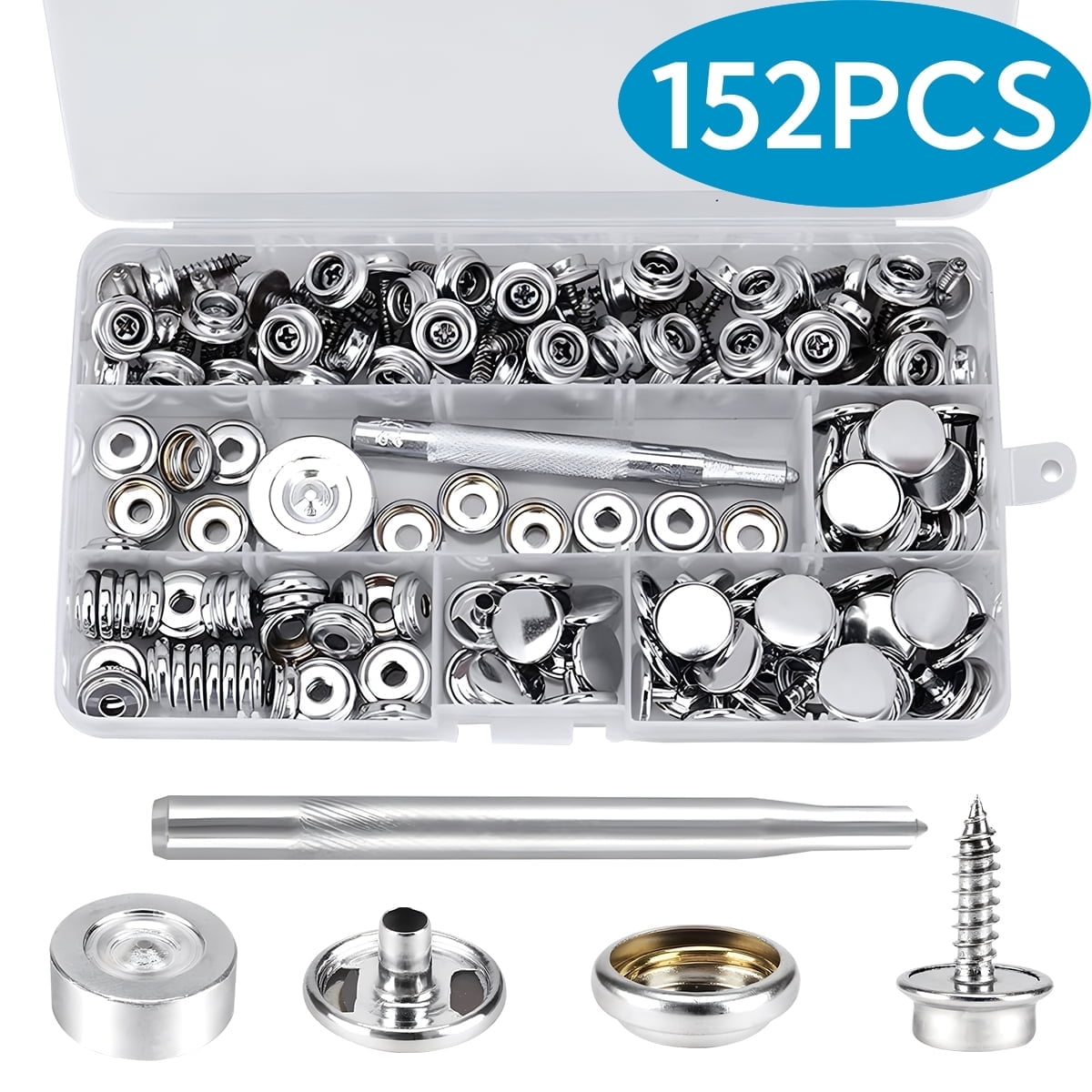Kabuer Snap Fasteners Canvas Snap Kit Tool Stainless Steel Screws Snaps 152 Pcs