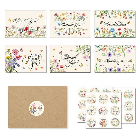 Kabuer Thank You Cards and Envelopes for Wedding, Birthday, and Graduation, 25 Pack