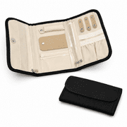 Travel Jewelry Case, Foldable Jewelry Organizer for Earring, Ring, Necklace, Bracelet, Black