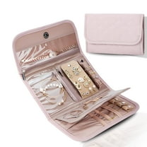 Kabuer Travel Jewelry Case, Foldable Jewelry Organizer for Earring, Ring, Necklace, Bracelet, Pink