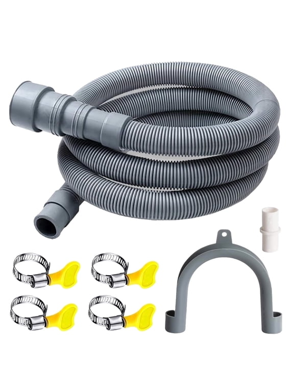 Universal Flexible Washing Machine Extension Kit with Adapter, Clamps, and Holder for Washer,6 ft