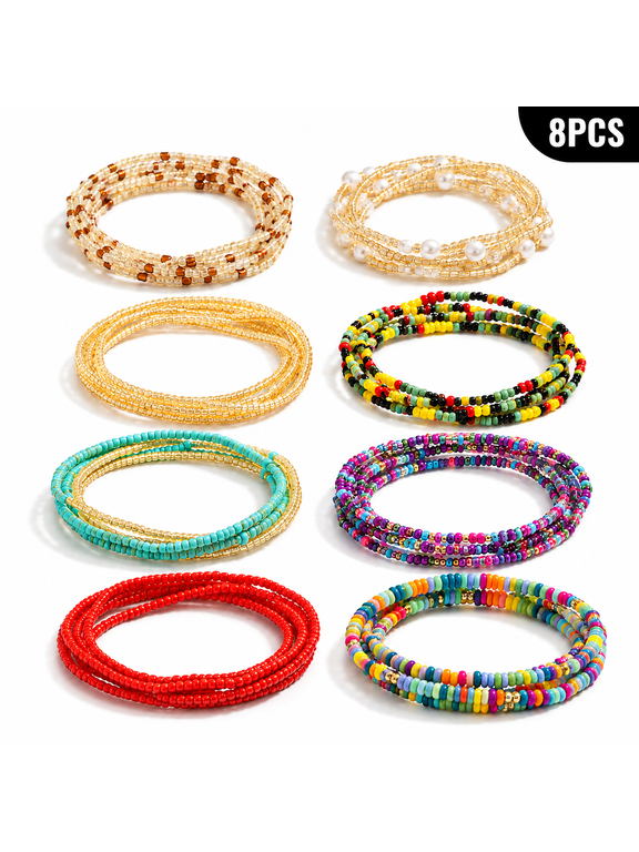 Waist Beads, Plus Size Waist Chains for Women, Body Chains Jewelry Set, Handmade, 8 Pcs