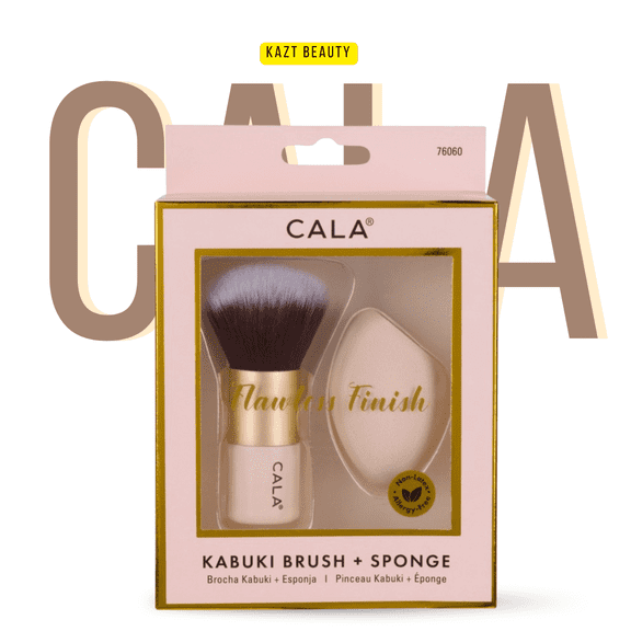 CALA Kabuki Brush and Sponge Set, Pink