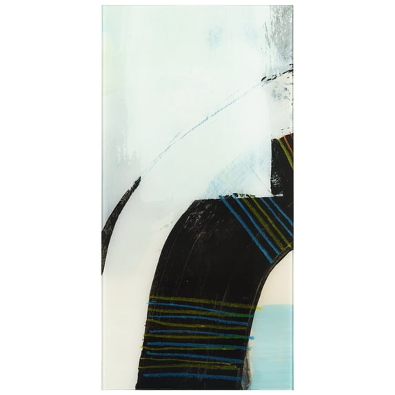 "Kabuki I A" Frameless Free Floating Reverse Printed Tempered Art Glass Wall Art