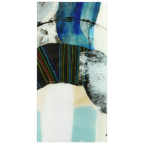 "Kabuki I B" Frameless Free Floating Reverse Printed Tempered Art Glass Wall Art