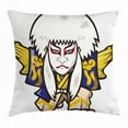 thumbnail image 1 of Kabuki Mask Decoration Throw Pillow Cushion Cover, Character with Kimono Orient Elements Edo Era Arts Theater Play, Decorative Square Accent Pillow Case, 18 X 18 Inches, Multicolor, by Ambesonne, 1 of 2