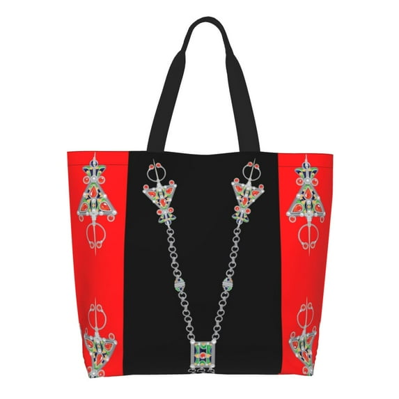 Funny Printed Kabyle Amazigh Carpet Tote Shopping Bags Recycling Canvas Shoulder Shopper Africa Geometric Morocco Style Handbag