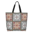 thumbnail image 1 of Kabyle Pottery Berber Motifs Canvas Shopping Bags Portable Large Capacity Groceries Morocco Africa Geometric Tote Shopper Bags, 1 of 7