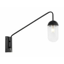 Kace 1 light Black and Clear glass wall sconce