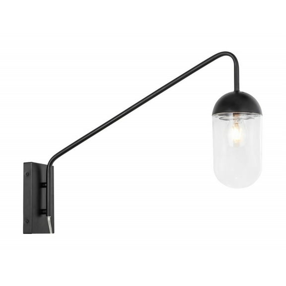 Kace 1 light Black and Clear glass wall sconce