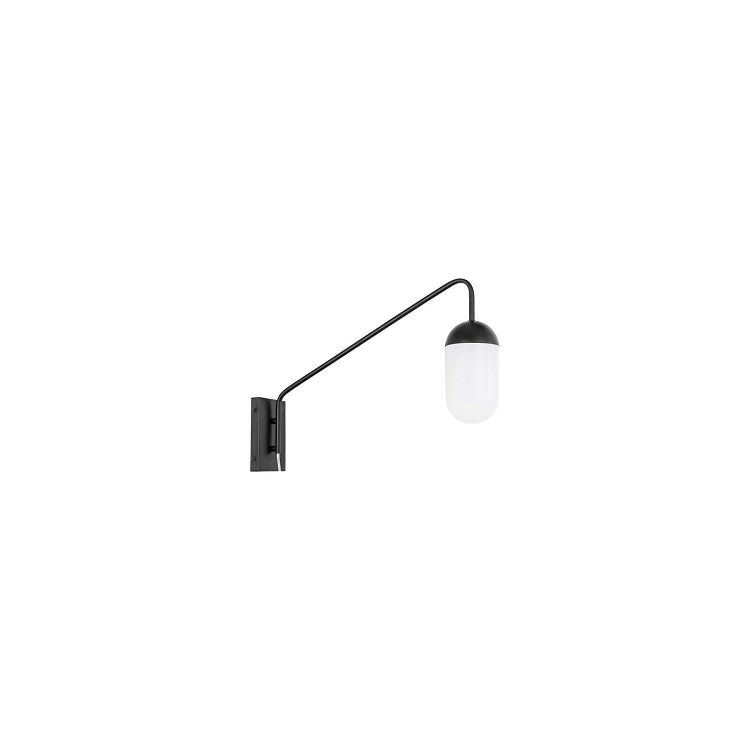 Kace Black and Frosted White Glass Wall Sconce