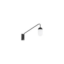 Kace 1 light Black and frosted white glass wall sconce