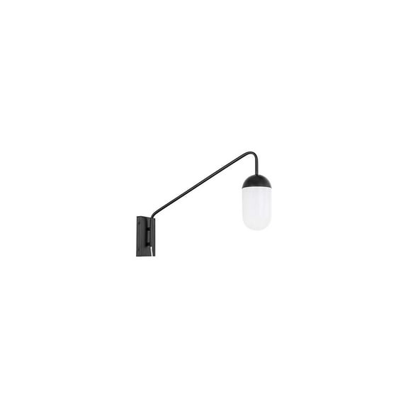 Kace 1 light Black and frosted white glass wall sconce