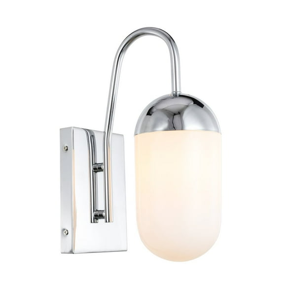 Kace 1 light Chrome and frosted white glass wall sconce