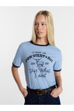 Women's What I Am Graphic Ringer Tee with Short Sleeves, Sizes XXS-XXL