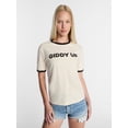 thumbnail image 1 of Kacey Lee Women's Giddy Up Graphic Ringer Tee with Short Sleeves, Sizes XXS-XXL, 1 of 5