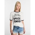 Kacey Lee Women's Have Your Space Graphic Ringer Tee with Short Sleeves ...