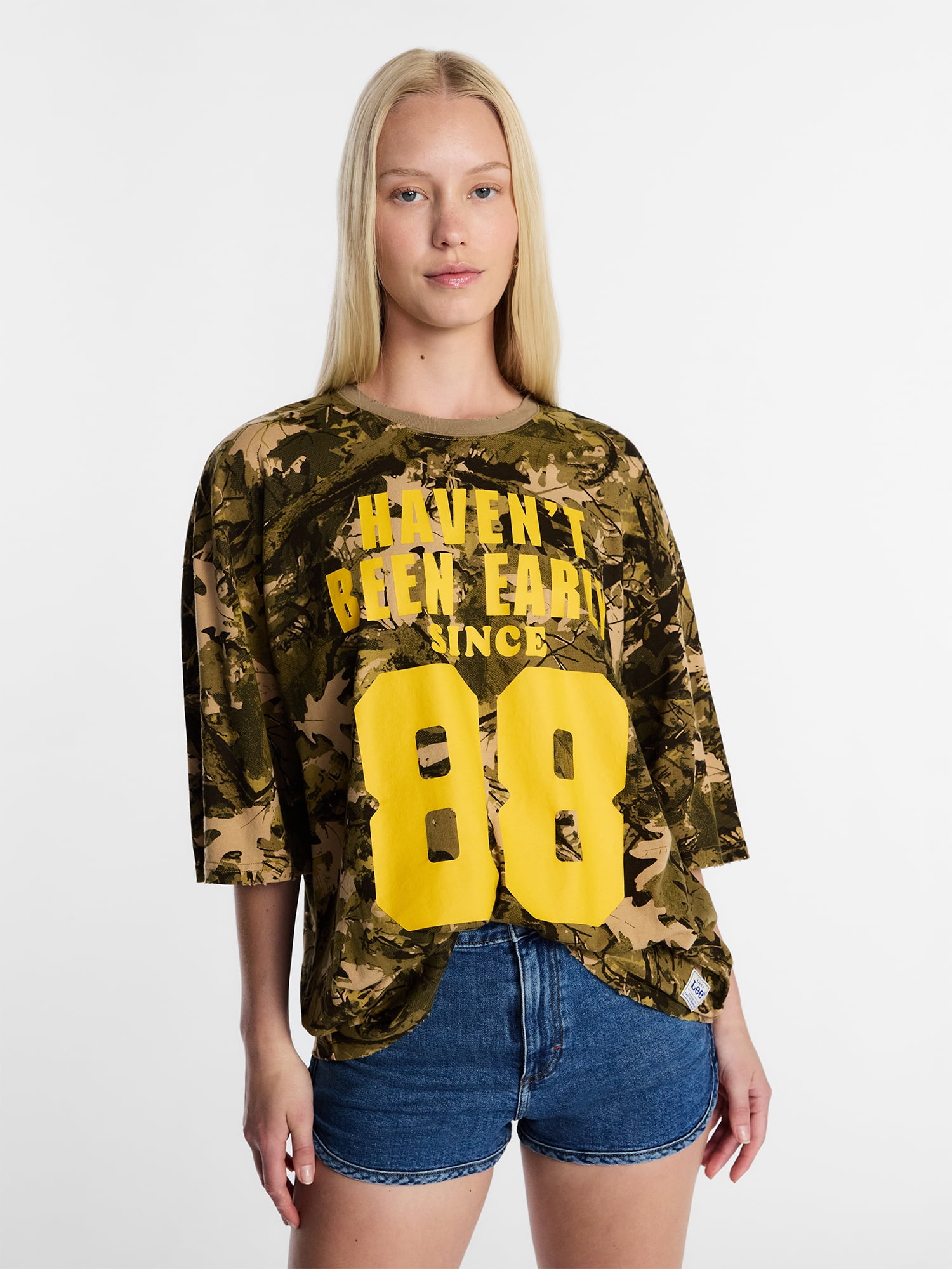 Kacey Lee Women's Haven't Been Boxy Camo Tee, Sizes XS-XXL