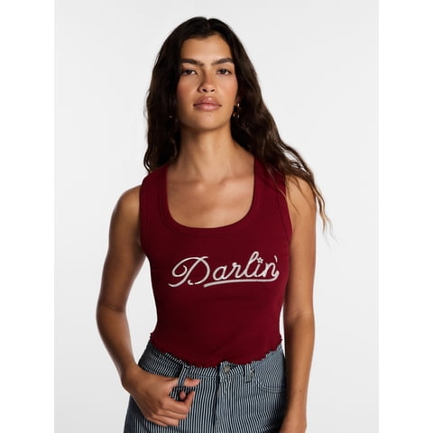 Women's Darlin Graphic Cutaway Tank Top, Sizes XS-XXL