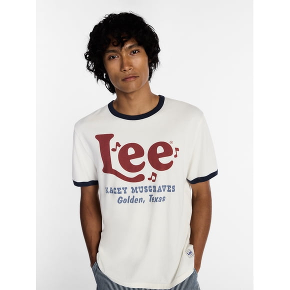 Kacey Lee Men's and Big Men's Distressed Graphic Ringer Tee, Sizes S-2XL