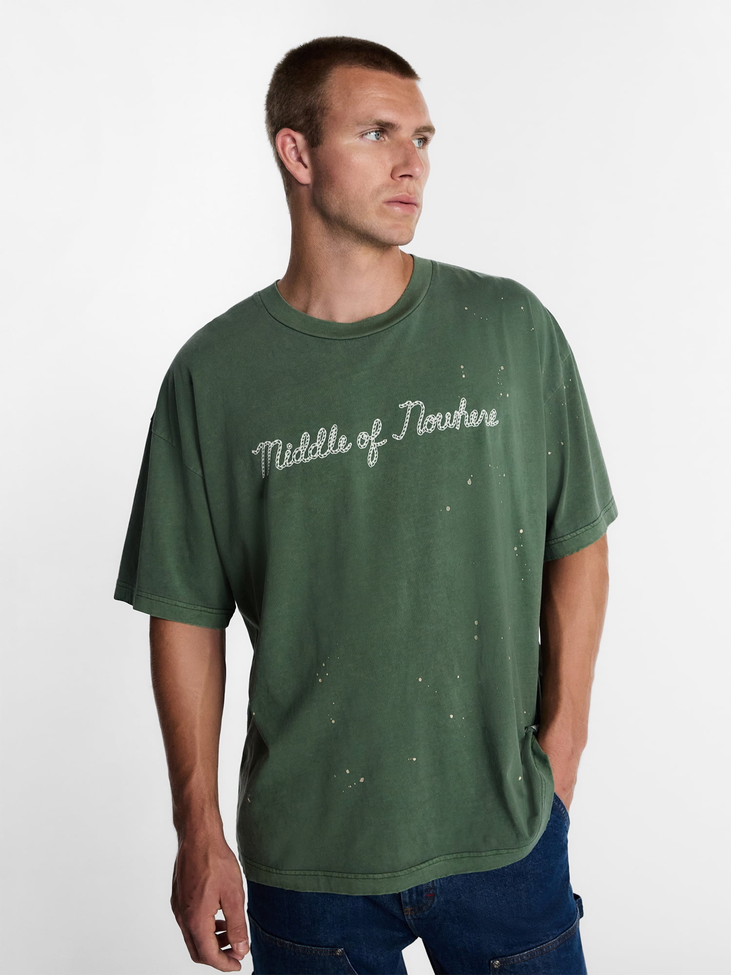 Kacey Lee Men's and Big Men's Middle of Nowhere Graphic Boxy Tee, Sizes S-2XL
