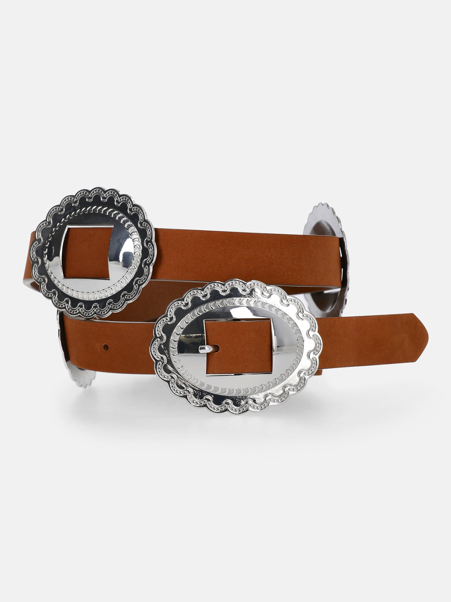 Kacey Lee Women's Leather Belt with Decorative Conchos