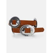 Women's Leather Belt with Decorative Conchos