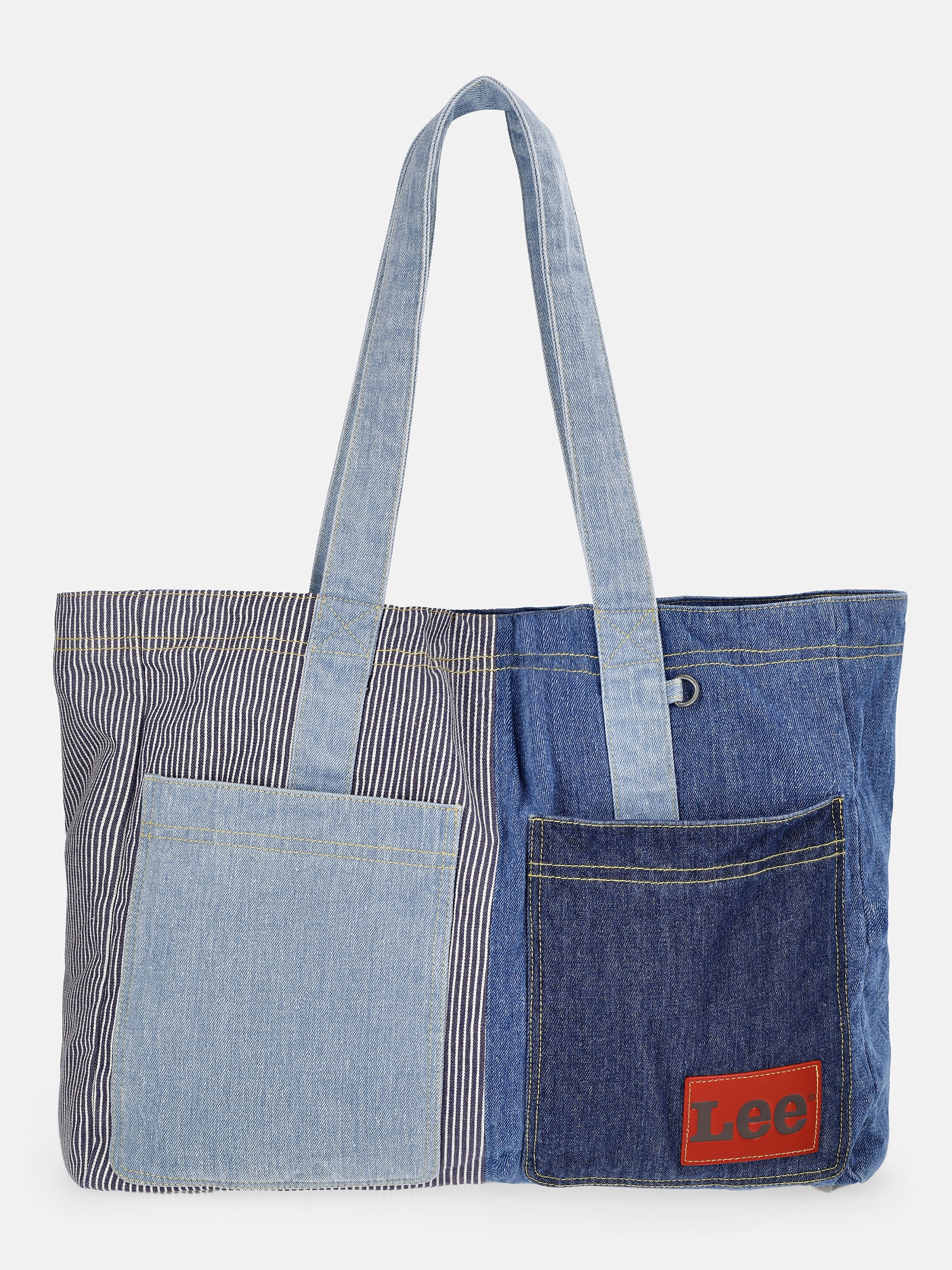 DENIM & SUPPLY メッセンジャーバッグ ストライプ、ネイティブ柄 Kacey Lee Women's Denim Tote Bag, Hickory Stripe and Patchwork