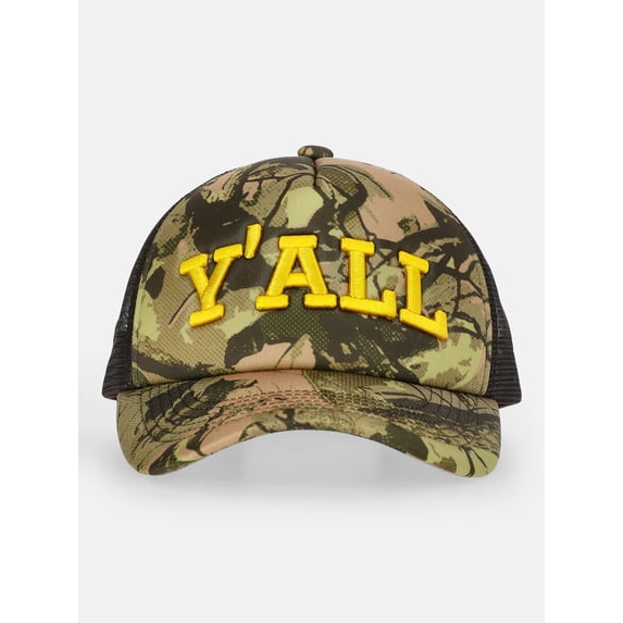 Kacey Lee Women's Embroidered Trucker Hat, Khaki