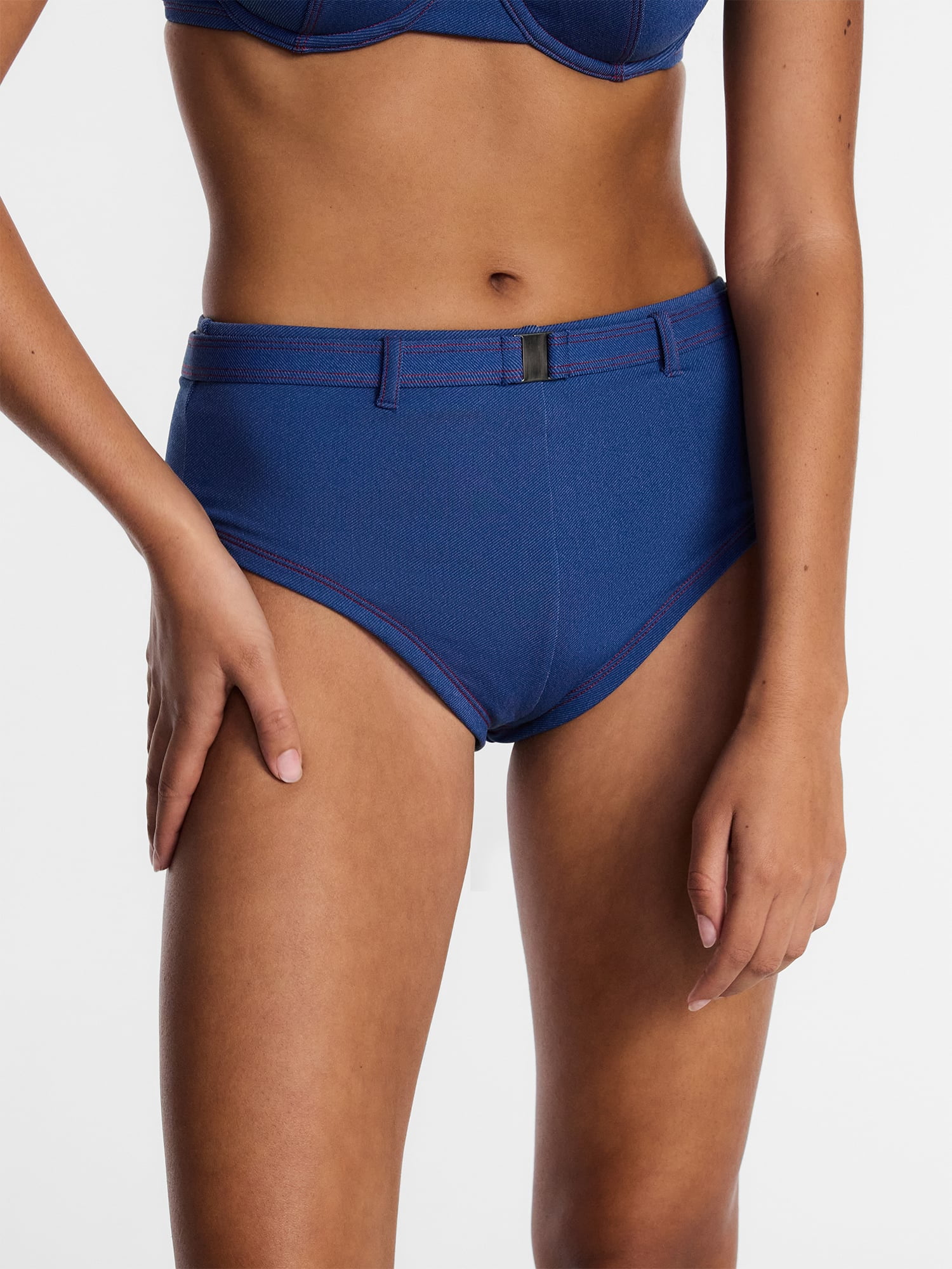 Kacey Lee Women's and Women's Plus High Waisted Boyshort Bikini Bottoms with Pockets, Sizes XS-3X