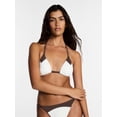 thumbnail image 1 of Kacey Lee Women's and Women's Plus Triangle Halter Bikini Top with Seaming, Sizes XS-3X, 1 of 5