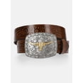 thumbnail image 1 of Kacey Lee Women's Embossed Leather Belt with Longhorn Buckle, 1 of 4