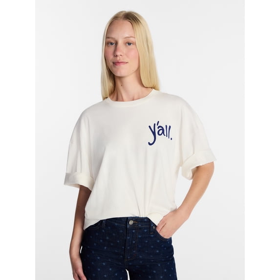 Kacey Lee Women's Y'all Women's Graphic Tee with Short Sleeves, Sizes XS-XXL