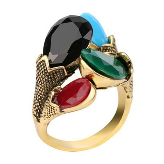 Kachbutis Personalization Vintage Rings for Women Bohemian Colorful Resin Ladies Ring for Women Turkish Jewelry Size 8