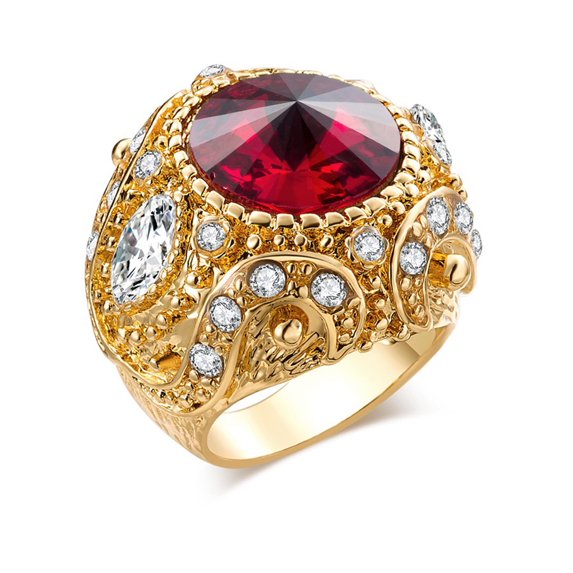 Kachbutis Vintage Crown Rings for Women Punk Gothic Cocktail Party Crystal Statement Ring Retro Jewelry Size 10