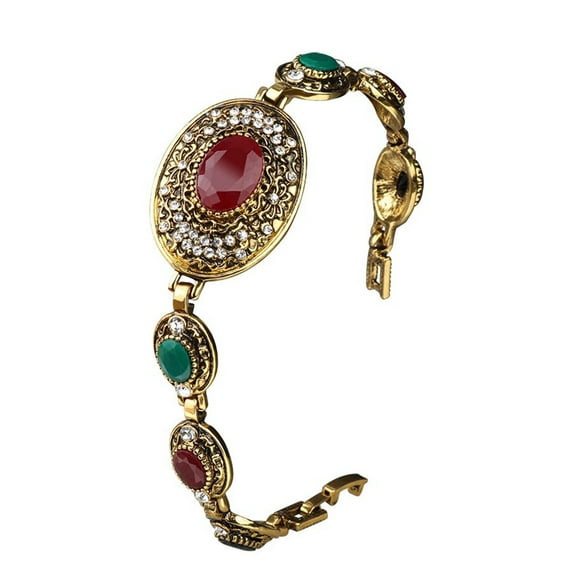 Kachbutis Vintage Oval Bracelets for Women, Colorful Ethnic Retro Indian Boho Traditional Statement Design Bracelet Party Wear Festival Holiday Jewelry Gift