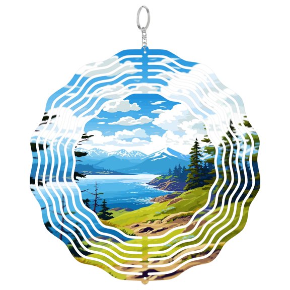 Kachemak Bay View Wind Spinner, 3D Kinetic Hanging Yard Art Decor